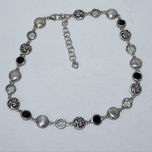 Brighton‎ circle halo Swarovski crystal black and silver jeweled necklace